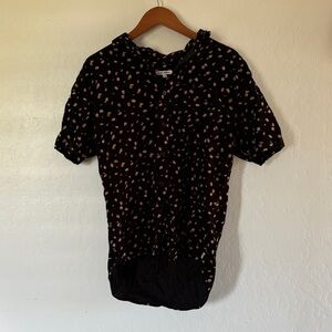 mens black button down with floral print | size: M